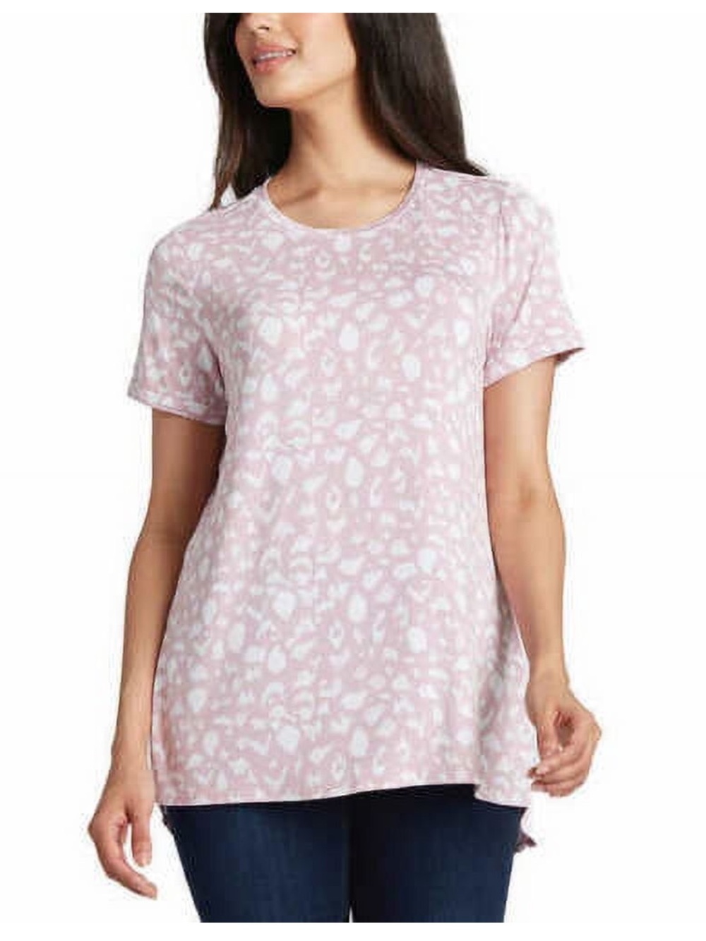 ELLEN TRACY | Blush Leopard-Print Short Sleeve Tee, Size Medium